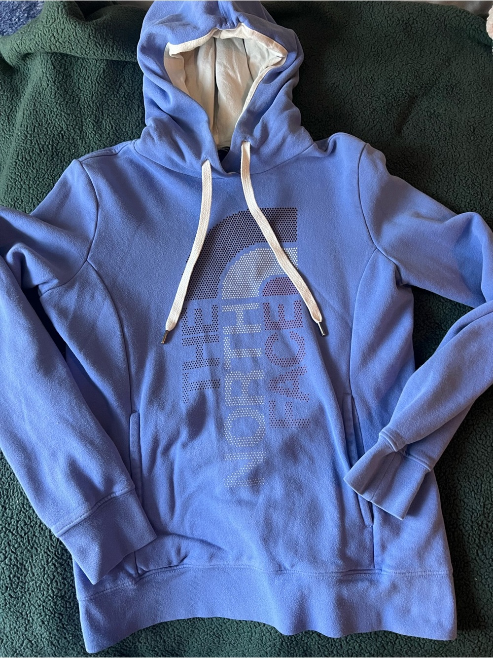 The North Face Lavender Pullover Hoodie with White Drawstrings